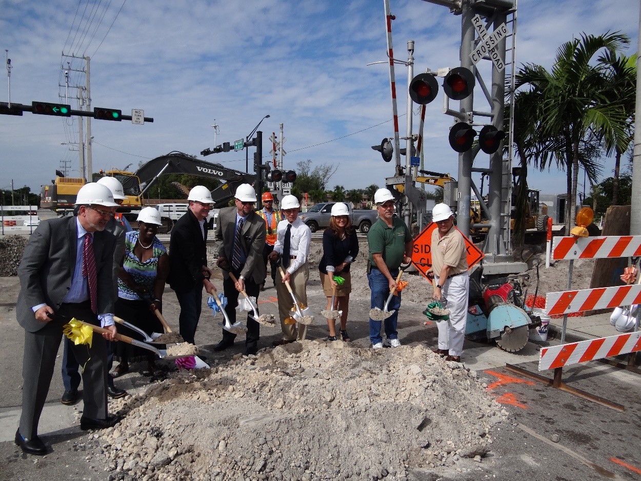 Groundbreaking Event for Quiet Zones, November 2016 with City Officials