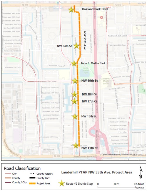 55th Ave shuttle stop map
