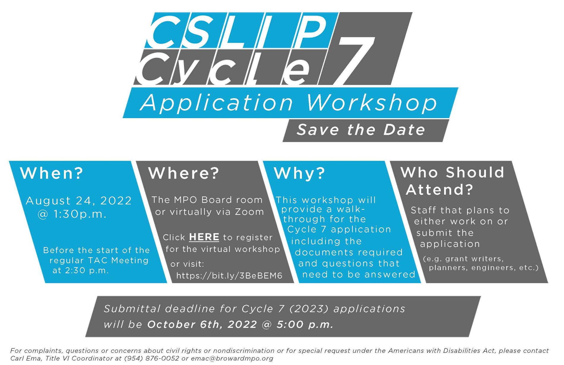 CSLIP Cycle7 Workshop SaveTheDate