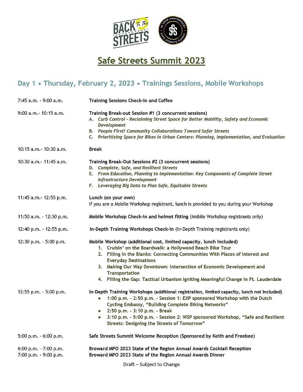 2023 Safe Streets Summit Program